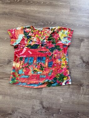 Orientique organic cotton v neck dye top
